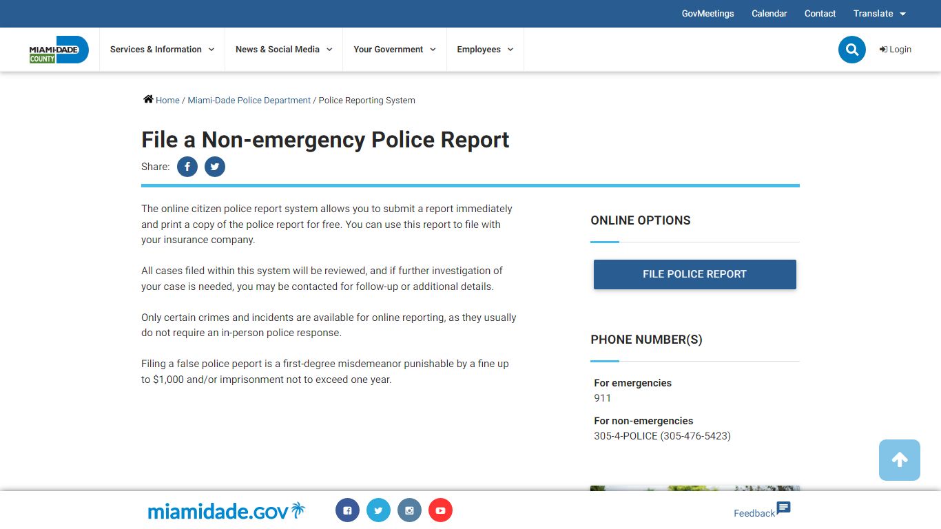 Police Reporting System - Miami-Dade County